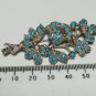 Vintage 1970-s Silvertone Metal Turquoise Leaf Brooch - Very Pretty!