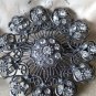 VINTAGE 1970-s Extremely Large Pewter Crystal Openwork Czech Style Brooch.