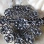 VINTAGE 1970-s Extremely Large Pewter Crystal Openwork Czech Style Brooch.