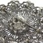 VINTAGE 1970-s Extremely Large Pewter Crystal Openwork Czech Style Brooch.