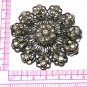 VINTAGE 1970-s Extremely Large Pewter Crystal Openwork Czech Style Brooch.