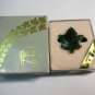 Vintage Genuine CANADIAN CARVED JADE Maple Leaf BROOCH in Original Box.