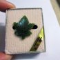 Vintage Genuine CANADIAN CARVED JADE Maple Leaf BROOCH in Original Box.