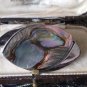 VINTAGE Signed Exquisite Silvertone & Abalone Shell Navette Abstract BROOCH