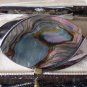 VINTAGE Signed Exquisite Silvertone & Abalone Shell Navette Abstract BROOCH