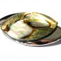 VINTAGE Signed Exquisite Silvertone & Abalone Shell Navette Abstract BROOCH