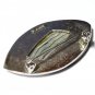 VINTAGE Signed Exquisite Silvertone & Abalone Shell Navette Abstract BROOCH