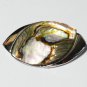 VINTAGE Signed Exquisite Silvertone & Abalone Shell Navette Abstract BROOCH