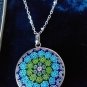 Vintage 1950-s 925 Silver Italian Millefiori Pendant on 16 inch Chain Hallmarked