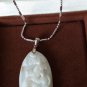 Antique Vintage Art Deco Silver Old Mother of Pearl Carved Pendant on Chain.