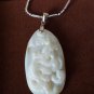 Antique Vintage Art Deco Silver Old Mother of Pearl Carved Pendant on Chain.