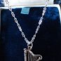 Vintage 1940-s 925 Sterling Silver Celtic Harp Pendant on Chain - 4.39 g