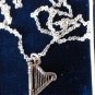 Vintage 1940-s 925 Sterling Silver Celtic Harp Pendant on Chain - 4.39 g