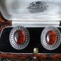 Antique Vintage Late Edwardian Natural Amber Stud Earrings - Heavy 9.10 grams
