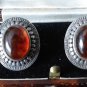 Antique Vintage Late Edwardian Natural Amber Stud Earrings - Heavy 9.10 grams