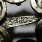 Vintage Large Signed Sol D'or Celtic Chunky Pewter Green Hardstone Brooch.