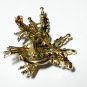 VINTAGE Exquisite Signed Goldtone Green/White/Red Enamel Lucky Heather BROOCH