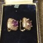 Vintage 1990- s Large and Heavy Amethyst Sterling Silver Earrings - Beautiful!