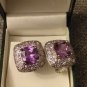 Vintage 1990- s Large and Heavy Amethyst Sterling Silver Earrings - Beautiful!