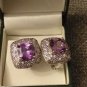 Vintage 1990- s Large and Heavy Amethyst Sterling Silver Earrings - Beautiful!