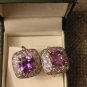 Vintage 1990- s Large and Heavy Amethyst Sterling Silver Earrings - Beautiful!
