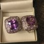 Vintage 1990- s Large and Heavy Amethyst Sterling Silver Earrings - Beautiful!