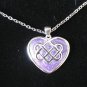 Vintage Celtic Knot Silver Pendant on Chain with Purple Enamel in Original Box