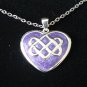 Vintage Celtic Knot Silver Pendant on Chain with Purple Enamel in Original Box