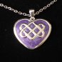 Vintage Celtic Knot Silver Pendant on Chain with Purple Enamel in Original Box