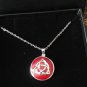 Vintage Celtic Trinity Knot Silver Pendant on Chain with Red Enamel in Box