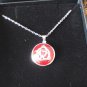 Vintage Celtic Trinity Knot Silver Pendant on Chain with Red Enamel in Box