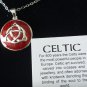 Vintage Celtic Trinity Knot Silver Pendant on Chain with Red Enamel in Box