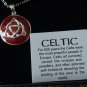 Vintage Celtic Trinity Knot Silver Pendant on Chain with Red Enamel in Box