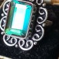 Antique Vintage Art Deco 1920-s Green Fluorite Silver Ring UK size N, US 6.5