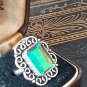 Antique Vintage Art Deco 1920-s Green Fluorite Silver Ring UK size N, US 6.5