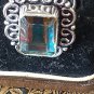 Antique Vintage Art Deco 1920-s Green Fluorite Silver Ring UK size N, US 6.5