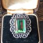 Antique Vintage Art Deco 1920-s Green Fluorite Silver Ring UK size N, US 6.5