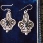 Antique Vintage Late Edwardian Sterling Silver 925 Black Onyx Dropper Earrings.