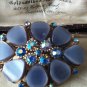 Vintage 1960-s Czech Goldtone Blue Thermoses & Blue Aurora Borealis Brooch.