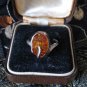 Vintage 1950-s Sterling Silver Amber Ring UK N, US 7 3/4 - Beautiful Design!