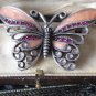 VINTAGE 1990-s Large Pink Enamel Crystal Openwork Butterfly BROOCH.