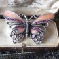 VINTAGE 1990-s Large Pink Enamel Crystal Openwork Butterfly BROOCH.