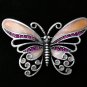 VINTAGE 1990-s Large Pink Enamel Crystal Openwork Butterfly BROOCH.