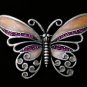 VINTAGE 1990-s Large Pink Enamel Crystal Openwork Butterfly BROOCH.