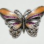 VINTAGE 1990-s Large Pink Enamel Crystal Openwork Butterfly BROOCH.