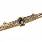 Vintage Small Gold Plated Graduated Clear Crsytal & Blue Glass Bar BROOCH.