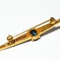 Vintage Small Gold Plated Graduated Clear Crsytal & Blue Glass Bar BROOCH.