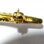 Vintage Small Gold Plated Graduated Clear Crsytal & Blue Glass Bar BROOCH.