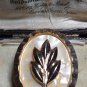 VINTAGE Oval Gold Western Germany Faux Mother of Pearl Raised Floral SCARF CLIP