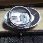 VINTAGE Oval Silvertone Eloxal Mother of Pearl Raised Floral SCARF CLIP - Pretty